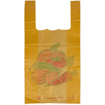 Пакет майка ПНД «Овощи» желтый, 30+16*55см, 25 мкм, 100шт.
