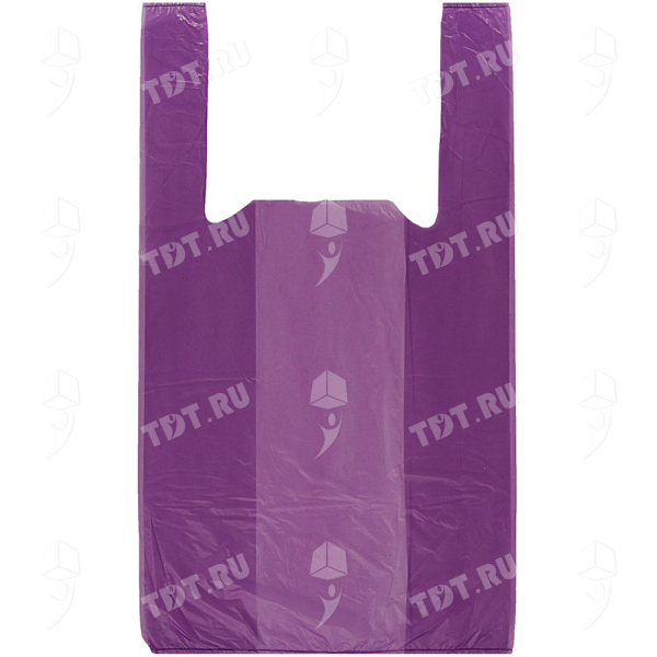 Фиолетовый пакет майка ПНД, 28+14*50см, 10 мкм, 100шт.