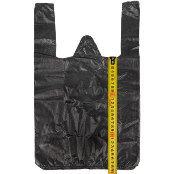 Черный пакет майка ПНД, 25+12*45см, 9 мкм, 100шт.