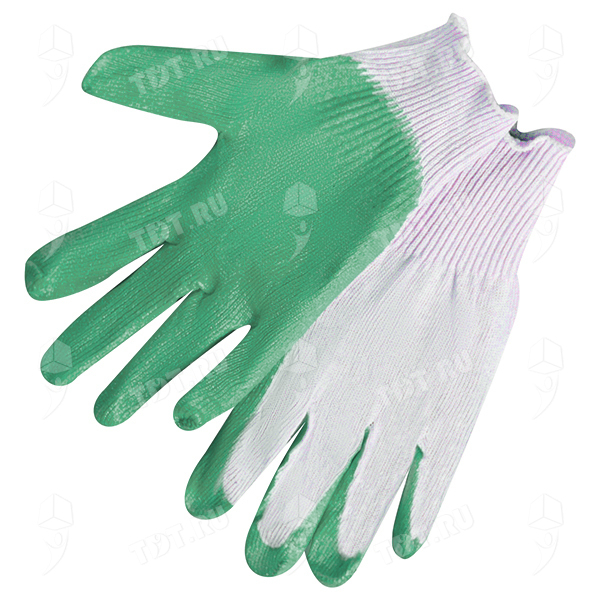 Перчатки ХБ с одинарным латексным покрытием, зелёные