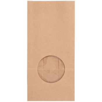 Крафт пакет с круглым окном, двухслойный, 70 г/м², 12*8*25 см, ламинированный
