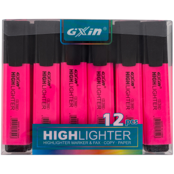 Текстовыделитель Gxin Highlighter G-342, розовый, 2-5 мм, 12 шт./уп.