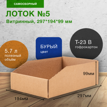 Витринный лоток №5, 297*194*99 мм, Т-23 В