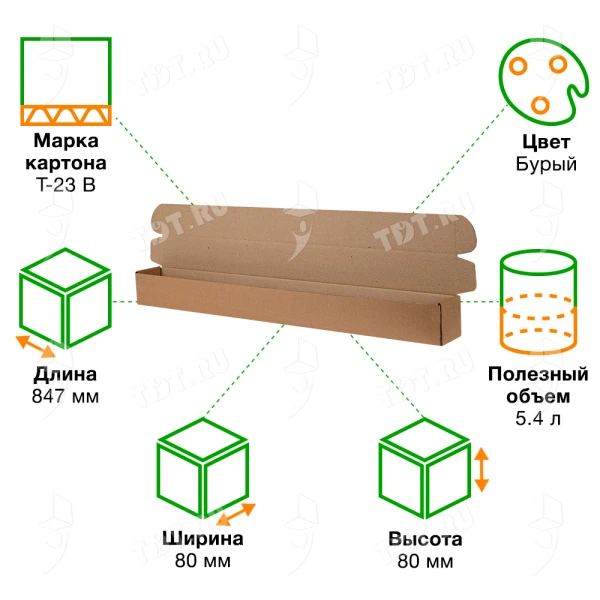 Коробка «Тубус», 847*80*80 мм, Т-23 В