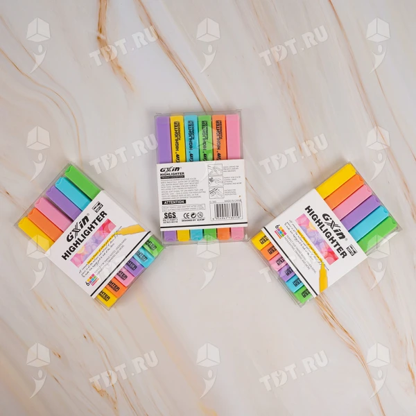 Текстовыделитель Gxin Highlighter G-343, набор 6 неон-цветов, 1-5 мм, 6 шт./уп.