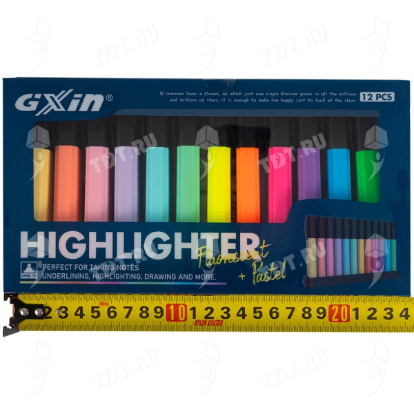 Текстовыделитель Gxin Highlighter G-342, набор 6A+6D цветов, 2-5 мм, 12 шт./уп.