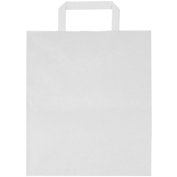 Белый пакет с плоской ручкой, 80 г/м², 24*14*28 см