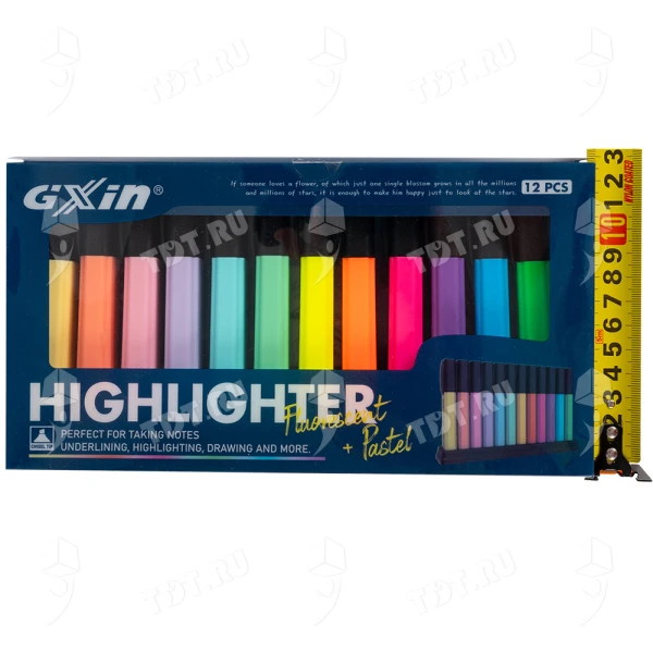 Текстовыделитель Gxin Highlighter G-342, набор 6A+6D цветов, 2-5 мм, 12 шт./уп.