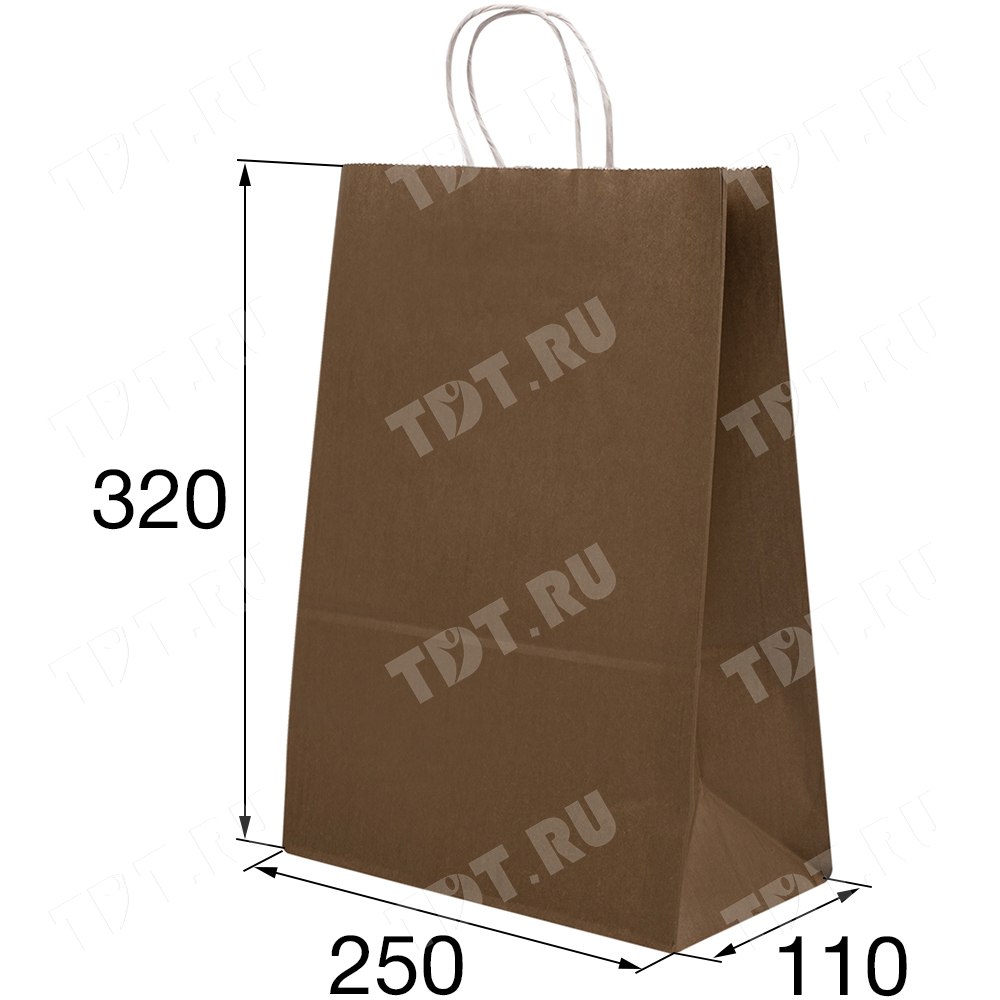 Крафт пакет с крученой ручкой «Капучино», 80 г/м², 25*11*32 см