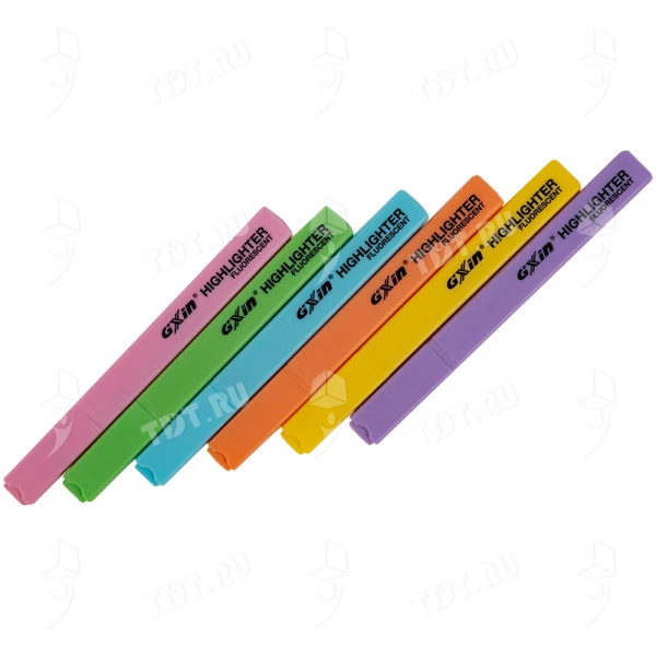Текстовыделитель Gxin Highlighter G-343, набор 6 неон-цветов, 1-5 мм, 6 шт./уп.