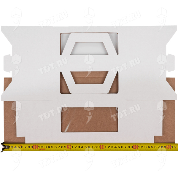 Короб для торта, с окнами и ручками, белый, 220*220*150 мм