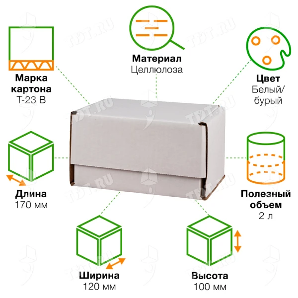 Почтовый короб тип «Ж», беленый, 170*120*100 мм, Т23