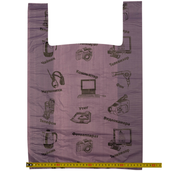 Пакет майка ПНД «Электроника» фиолетовый, 36+20*56см, 15 мкм, 50шт.