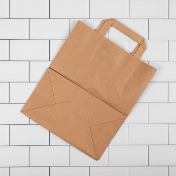 Крафт пакет с плоской ручкой, 70 г/м², 26*15*35 см