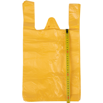 Полиэтиленовый желтый пакет майка ПНД, 25+12*45см, 11 мкм, 100шт.