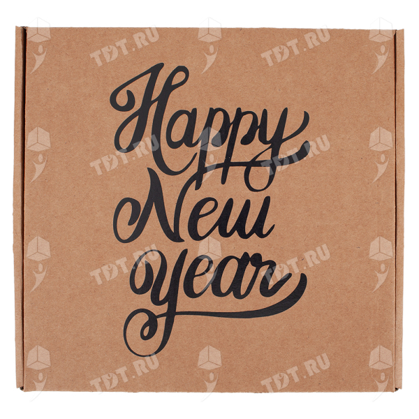 Подарочная коробка «Happy New year», чёрная, 220*220*100 мм