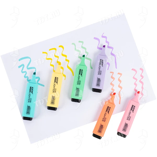 Текстовыделитель Gxin Highlighter G-342, набор 6 пастель-цветов, 2-5 мм, 6 шт./уп.