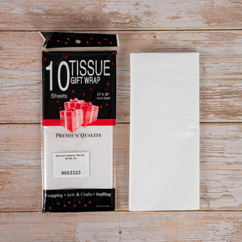 Бумага тишью для упаковки, белая, 50*66 см, 20 г/м², 10 листов