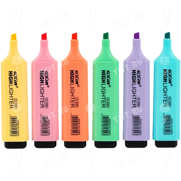 Текстовыделитель Gxin Highlighter G-342, набор 6A+6D цветов, 2-5 мм, 12 шт./уп.