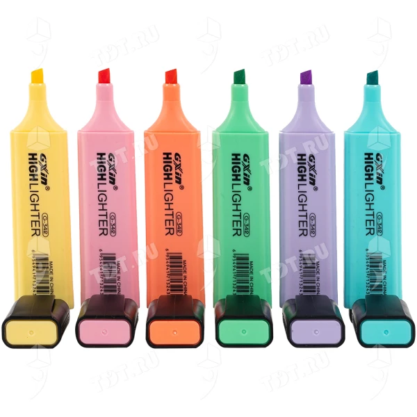 Текстовыделитель Gxin Highlighter G-342, набор 6 пастель-цветов, 2-5 мм, 6 шт./уп.