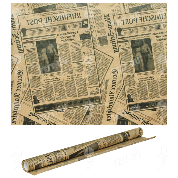 Рулон крафт бумаги «Газета», 10*0.6 м