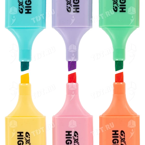 Текстовыделитель Gxin Highlighter G-342, набор 6 пастель-цветов, 2-5 мм, 6 шт./уп.