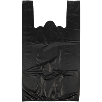 Пакет майка ПНД «Белый Медведь» чёрный, 30+16*58см, 15 мкм, 100шт.