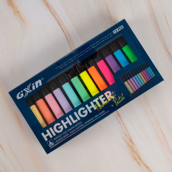 Текстовыделитель Gxin Highlighter G-342, набор 6A+6D цветов, 2-5 мм, 12 шт./уп.