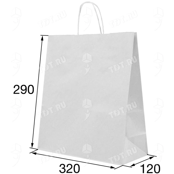 Белый пакет с крученой ручкой, 80 г/м², 32*12*29 см