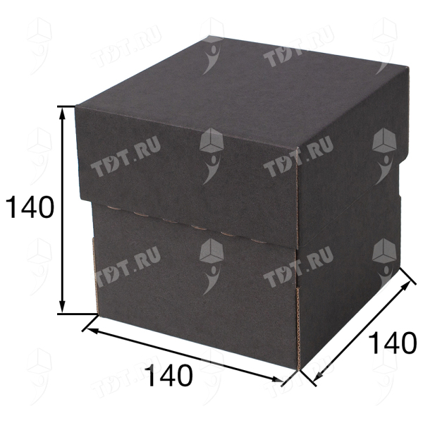 Коробка крышка-дно «Кубик», чёрная, 140*140*140 мм