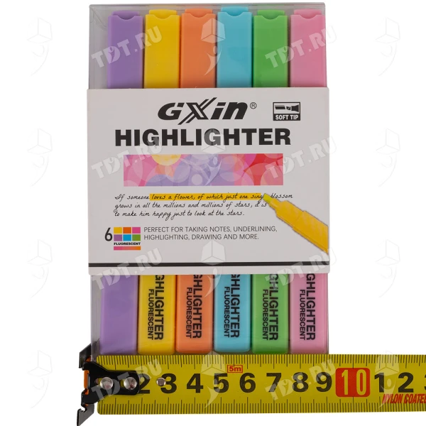 Текстовыделитель Gxin Highlighter G-343, набор 6 неон-цветов, 1-5 мм, 6 шт./уп.