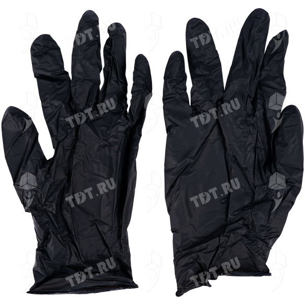 Перчатки нитриловые A.D.M., черные, размер M, 100 шт./уп.