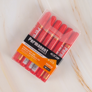 Маркер перманентный Gxin G-113, красный, 3 мм, 12 шт./уп.