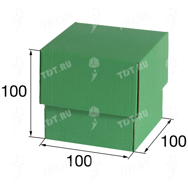 Коробка крышка-дно «Кубик», зелёная, 100*100*100 мм