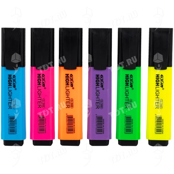 Текстовыделитель Gxin Highlighter G-342, набор 6A+6D цветов, 2-5 мм, 12 шт./уп.