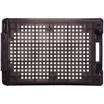 Овощной ящик, конусный, перфорированный, черный, 600*400*200 мм